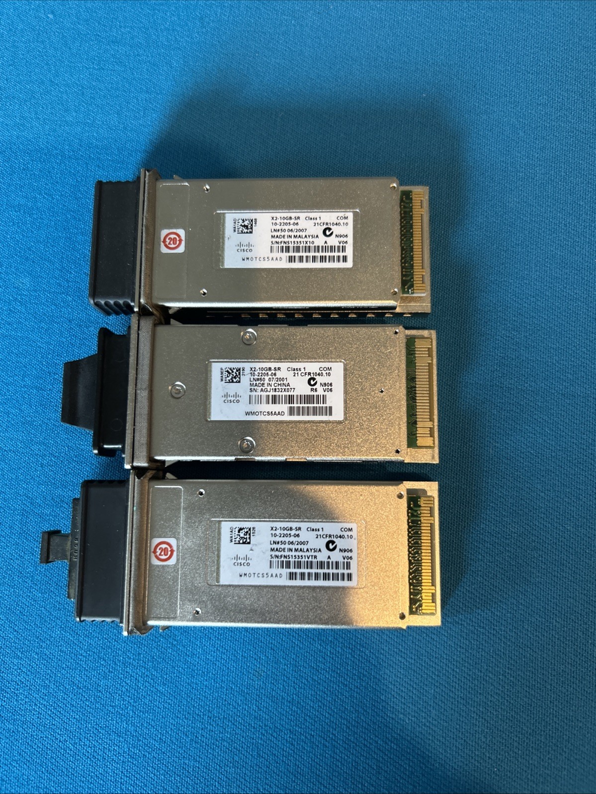 3x Cisco X2-10GB-SR Original 10 Gigabit Ethernet Transceivers