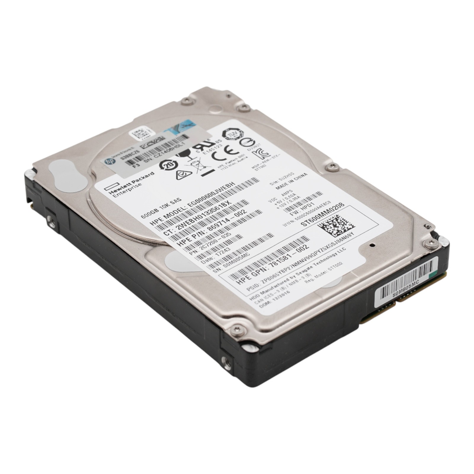 HP 600GB SAS-2 6Gb/s 10K SAS EG000600JWEBH 869714-002 2.5" Server HDD
