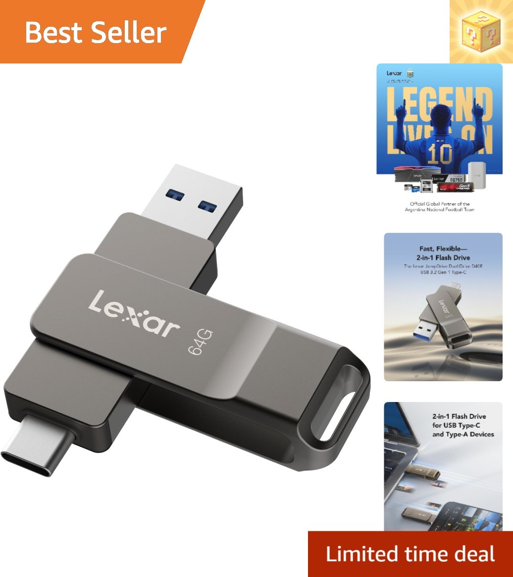 Versatile 64GB Dual Connector USB 3.2 Drive | Plug & Play for All Devices