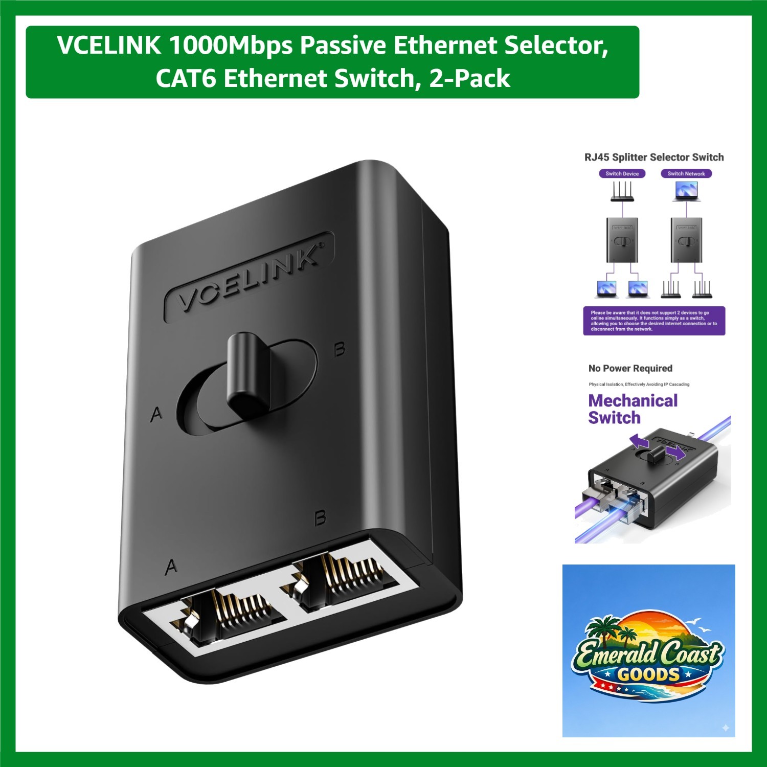 Effortless Network Switching - 2-Pack 1000Mbps Ethernet Selector Switch