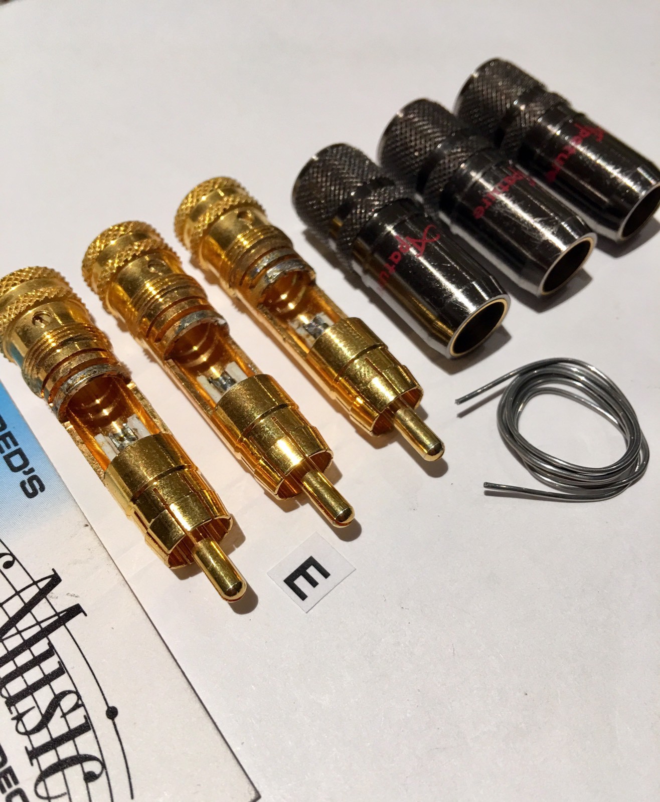 RCA Plugs 3 Professional Top Quality & AudioQuest Silver Solder For Best Contact
