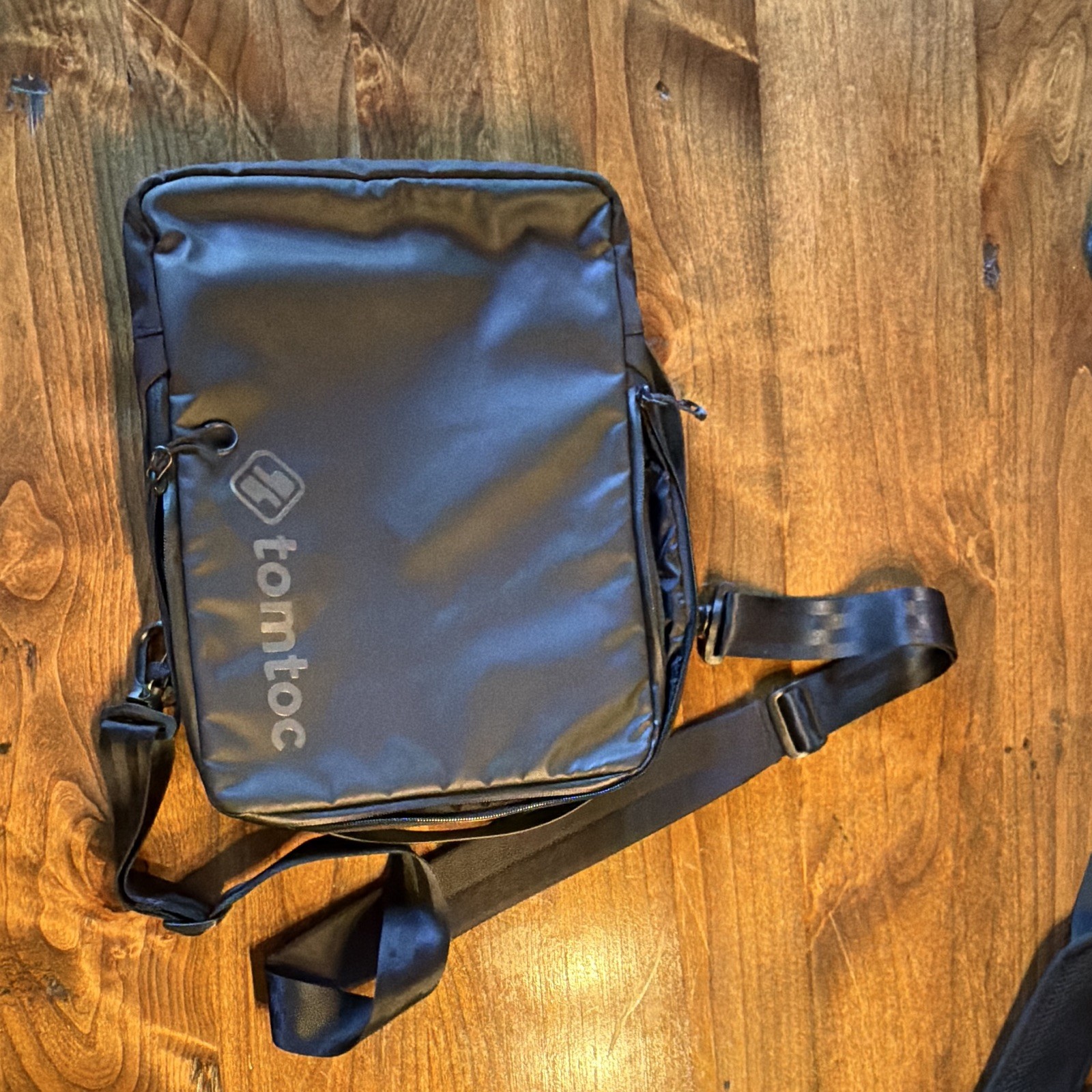 tomtoc Black 15in Laptop Shoulder/Messenger Bag Nylon Solid Padded