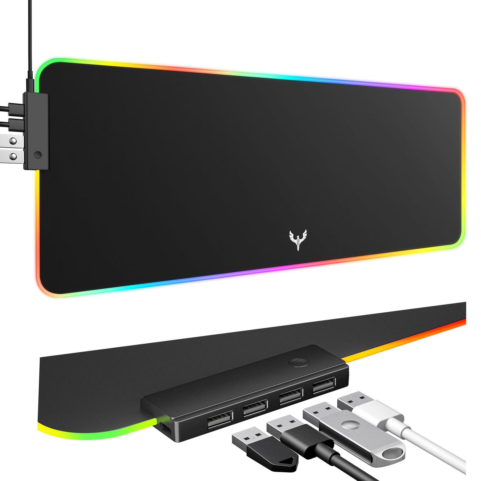 BladeHawks RGB Gaming Mouse Pad with USB Hub 31L x 11.8W inches, Multicolor