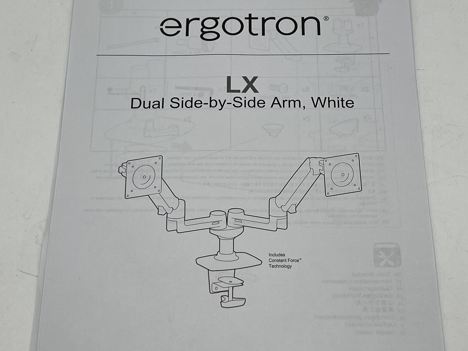 Ergotron LX 45-491-216 Dual Side-by-Side Mounting Arm White New Open Box 