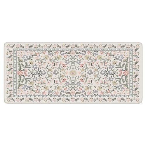 Large Floral Desk Mat 35.4x15.7in Water Resistant Non-slip Gray Office Mouse Pad