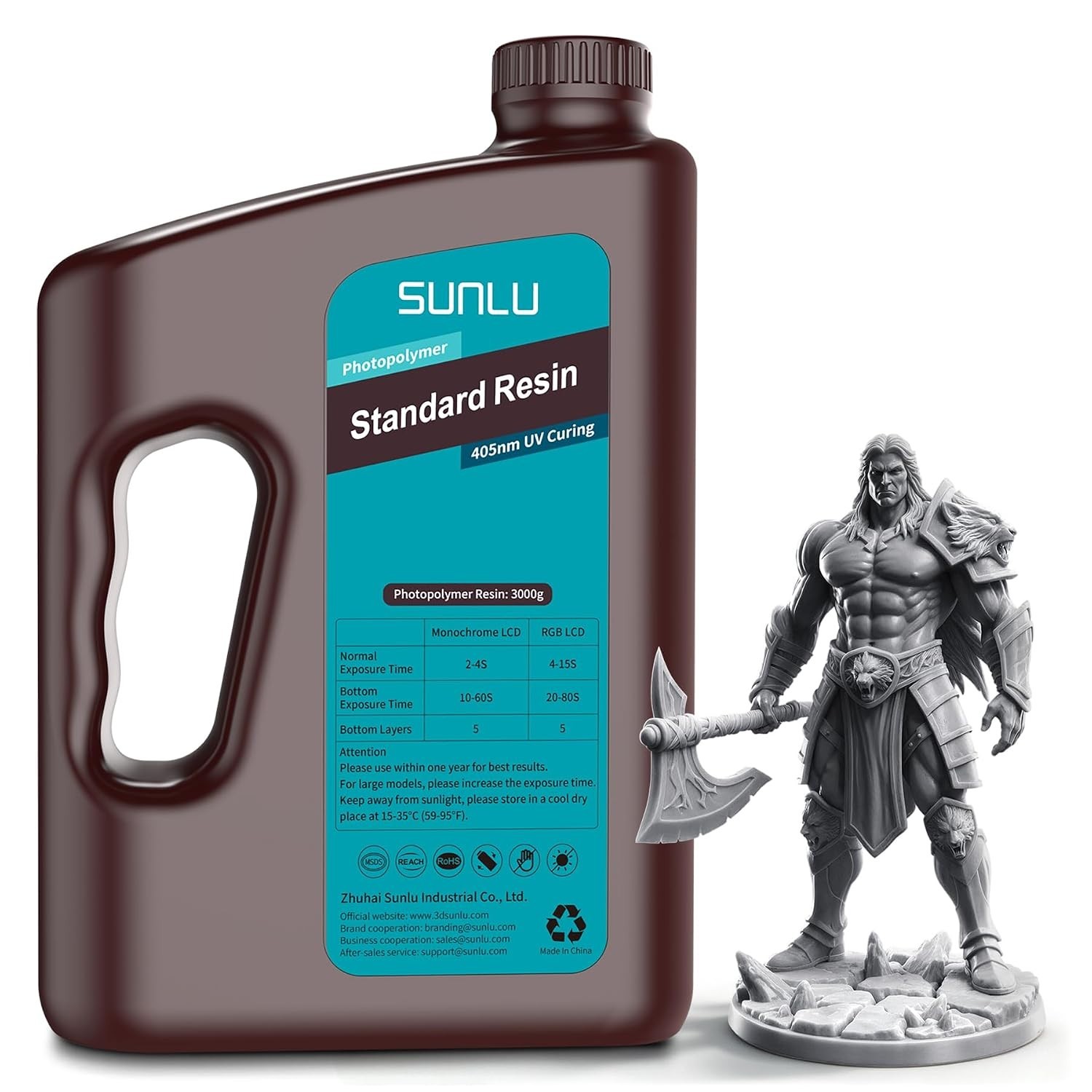 SUNLU 3kg Standard 3D Printer Resin- Dark Grey 3000G