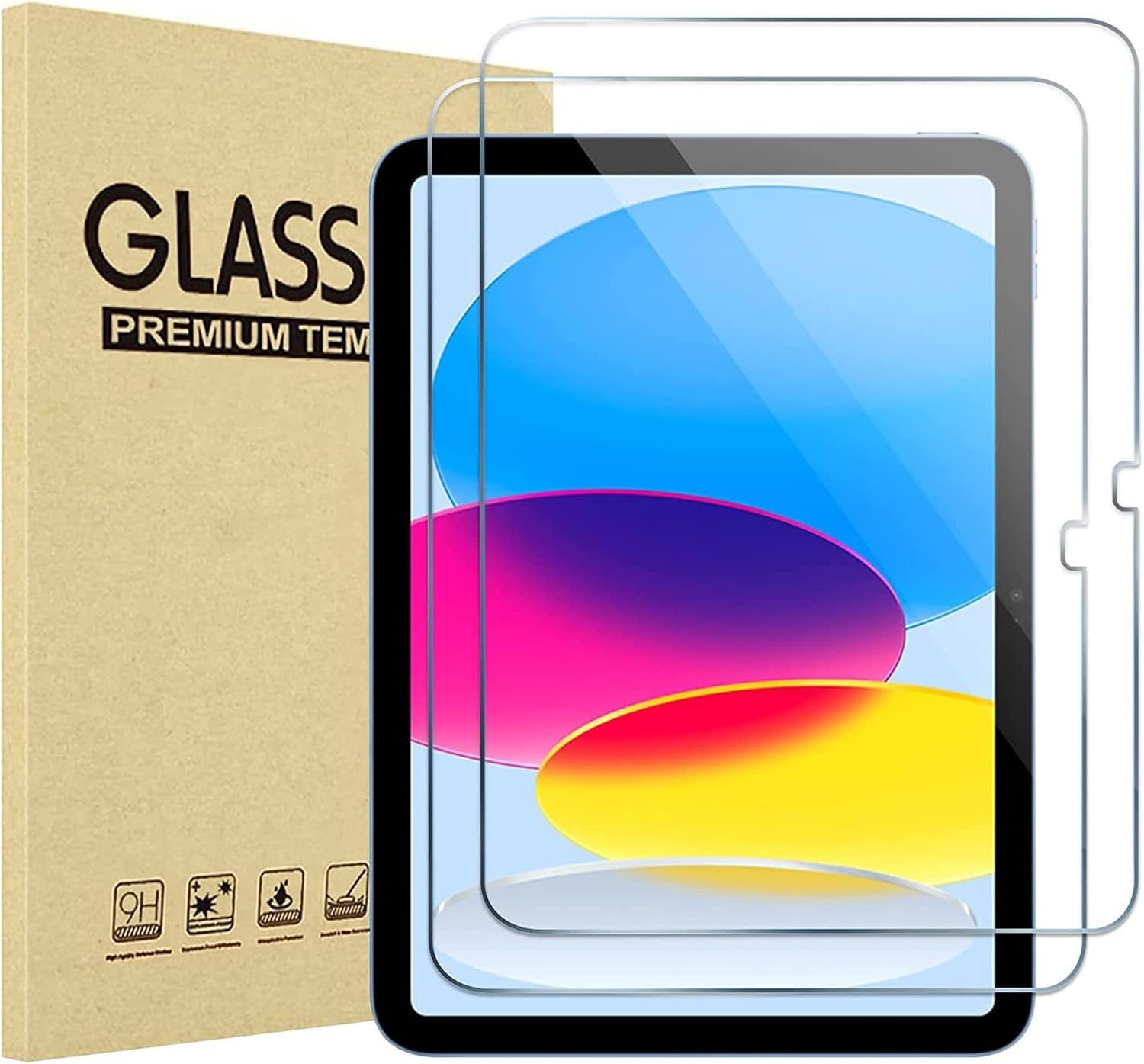 2 Pack 9H Tempered Glass Screen Protector for iPad 10th 11th Generation
