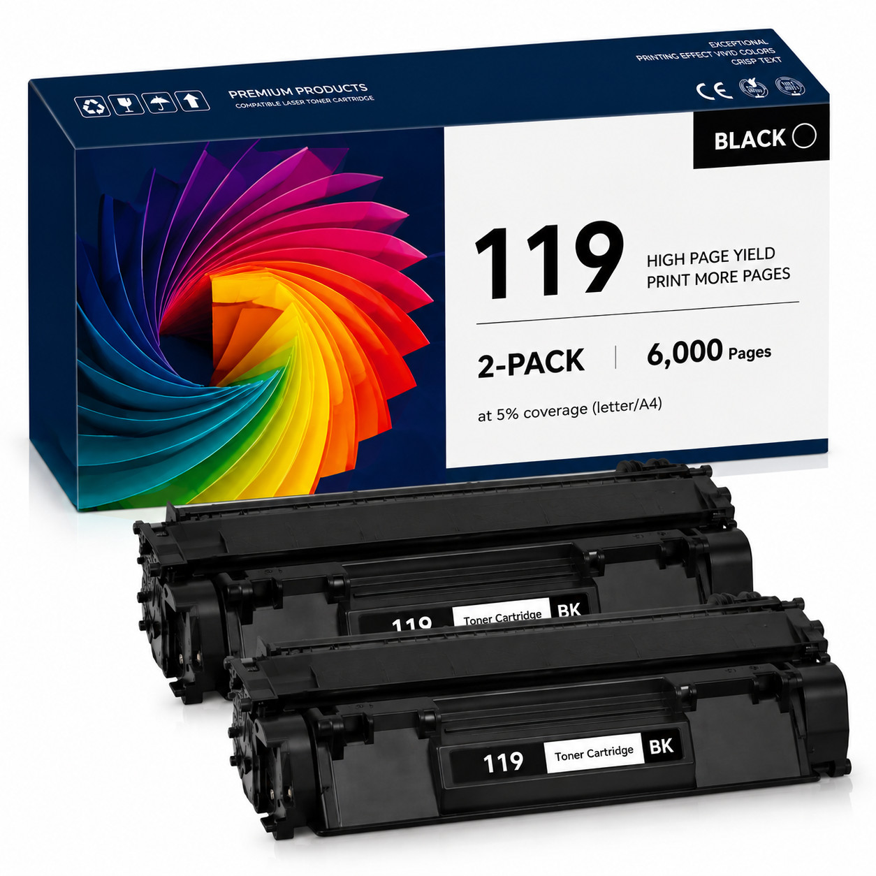 119 Toner Cartridges 2PK Black ForImageclass MF5940dn MF5980dw LBP6300dn