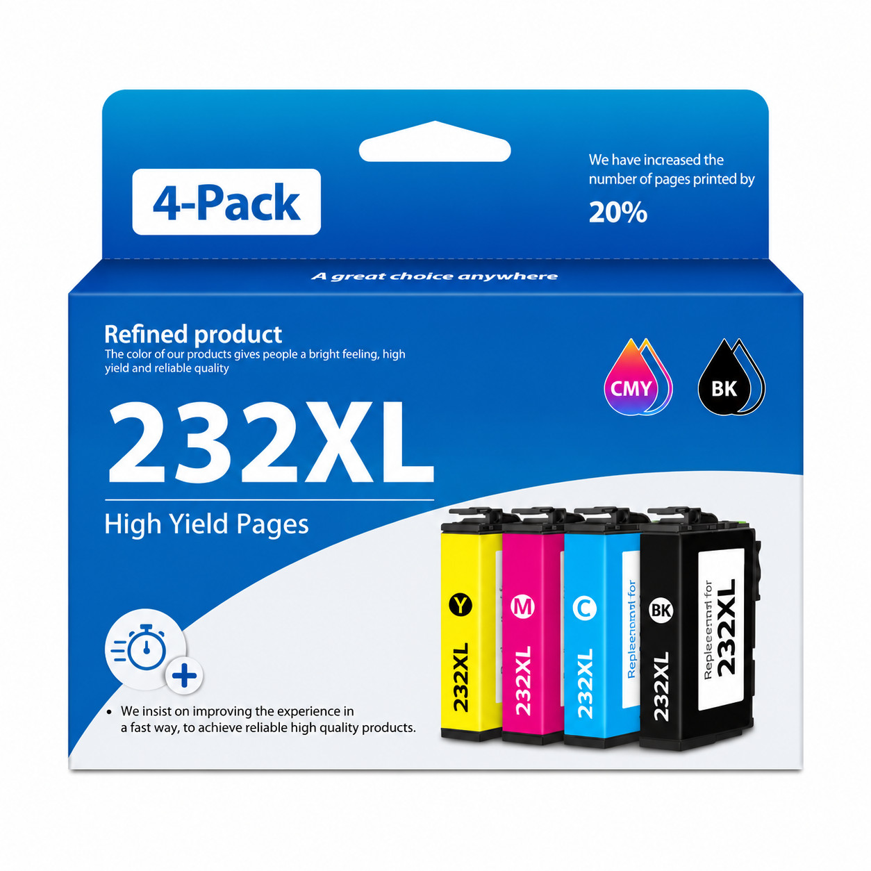 4-pk 232XL Ink Cartridges Replacement for WF-2930 WF-2950 XP-4200 XP-4205