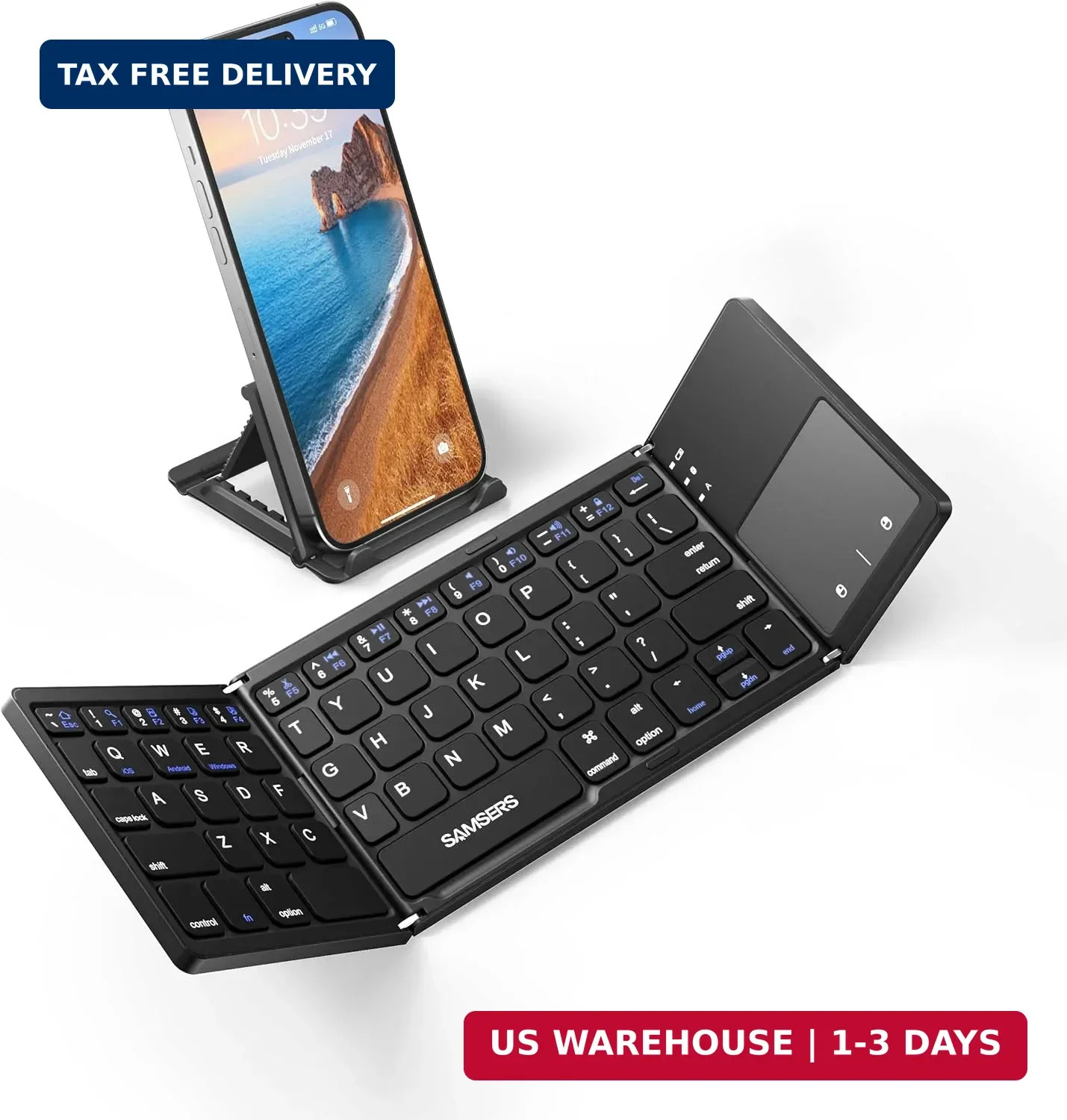 Samsers Foldable Bluetooth Keyboard with Touchpad - Portable Wireless Keyboard w