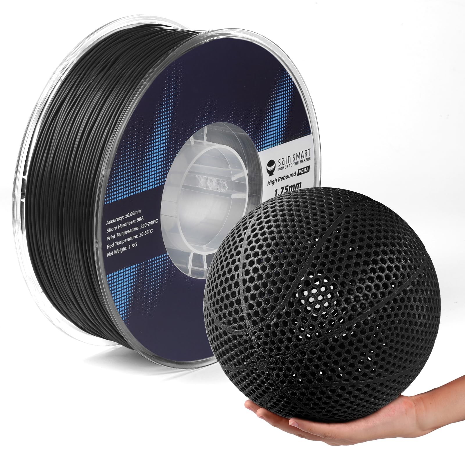 SainSmart PEBA High Rebound 90A Flexible Filament, 1KG (2.2lbs)