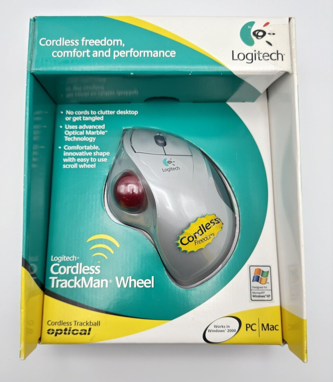 Logitech Cordless TrackMan Wheel Trackball PC Mac Brand New Computer Mouse