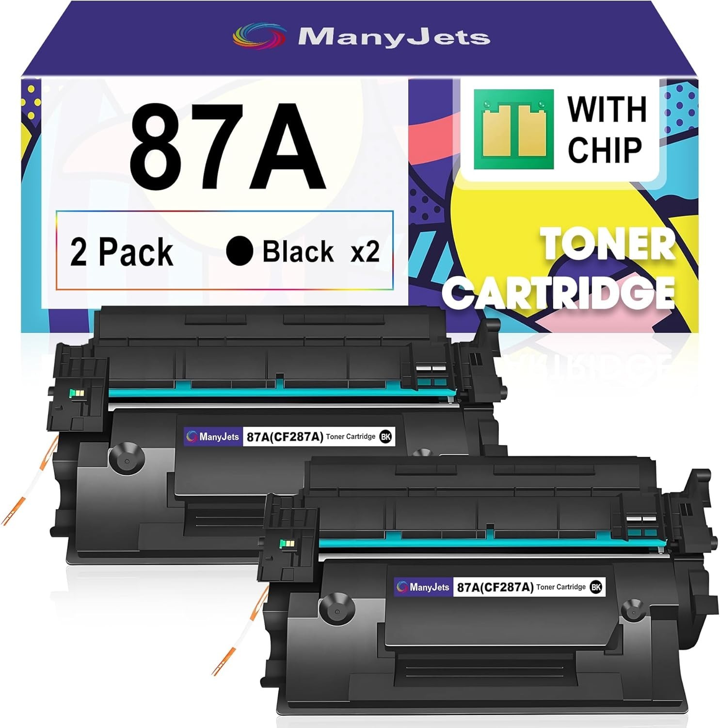 ManyJets Compatible HP 87A CF287A Toner 2-Pack LaserJet Enterprise M506 M527 Chi