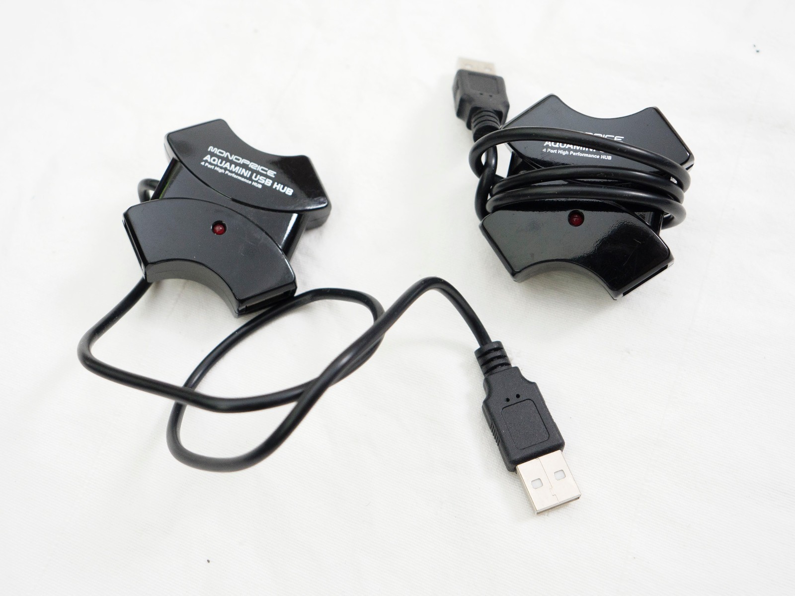 2x Used Monoprice Aquamini USB Hub, 4-Port High Performance Hub