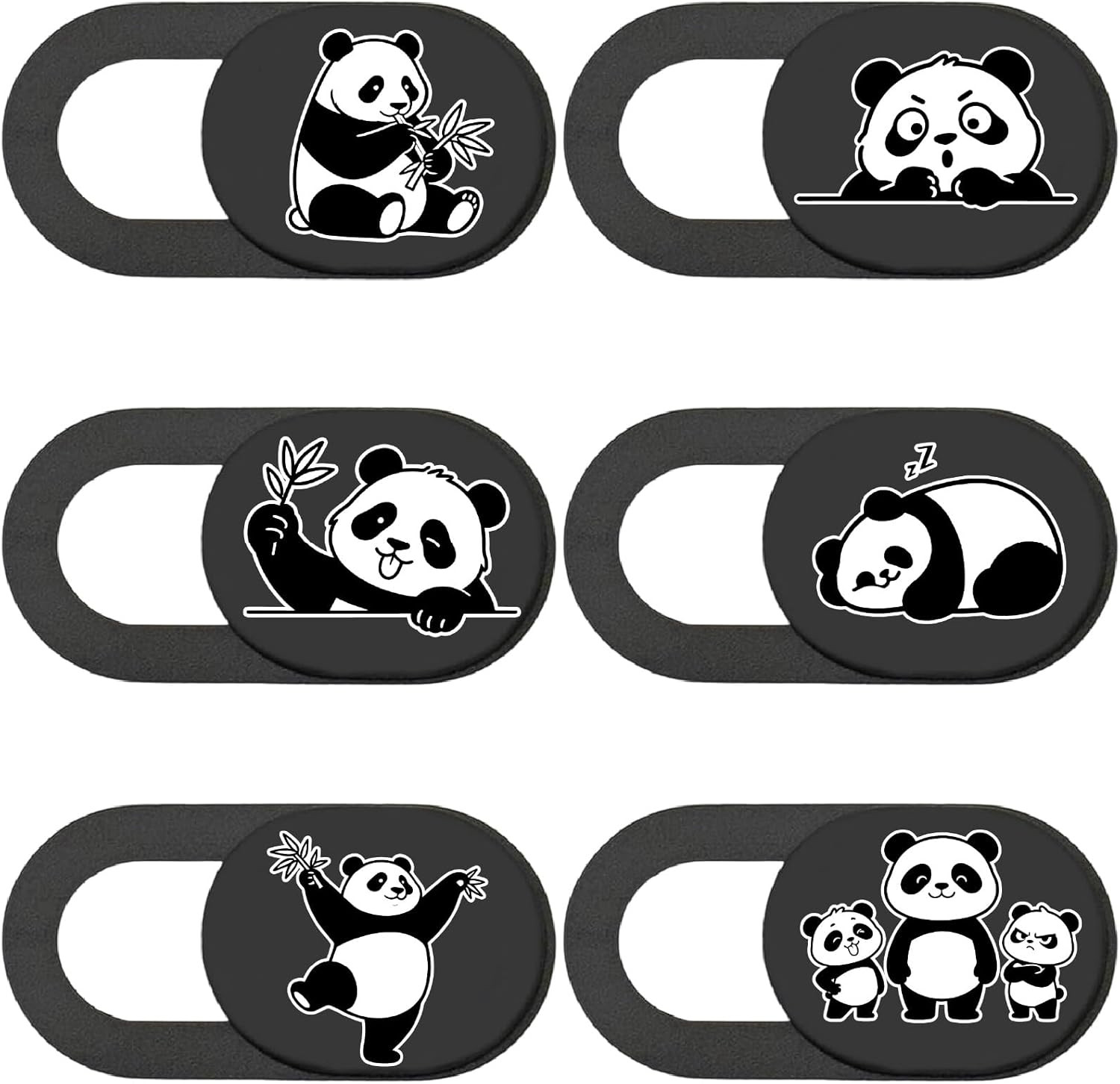 6Pcs 6 Styles Panda Camera Cover Webcam Cover Slide Cute Animal Design Privacy G