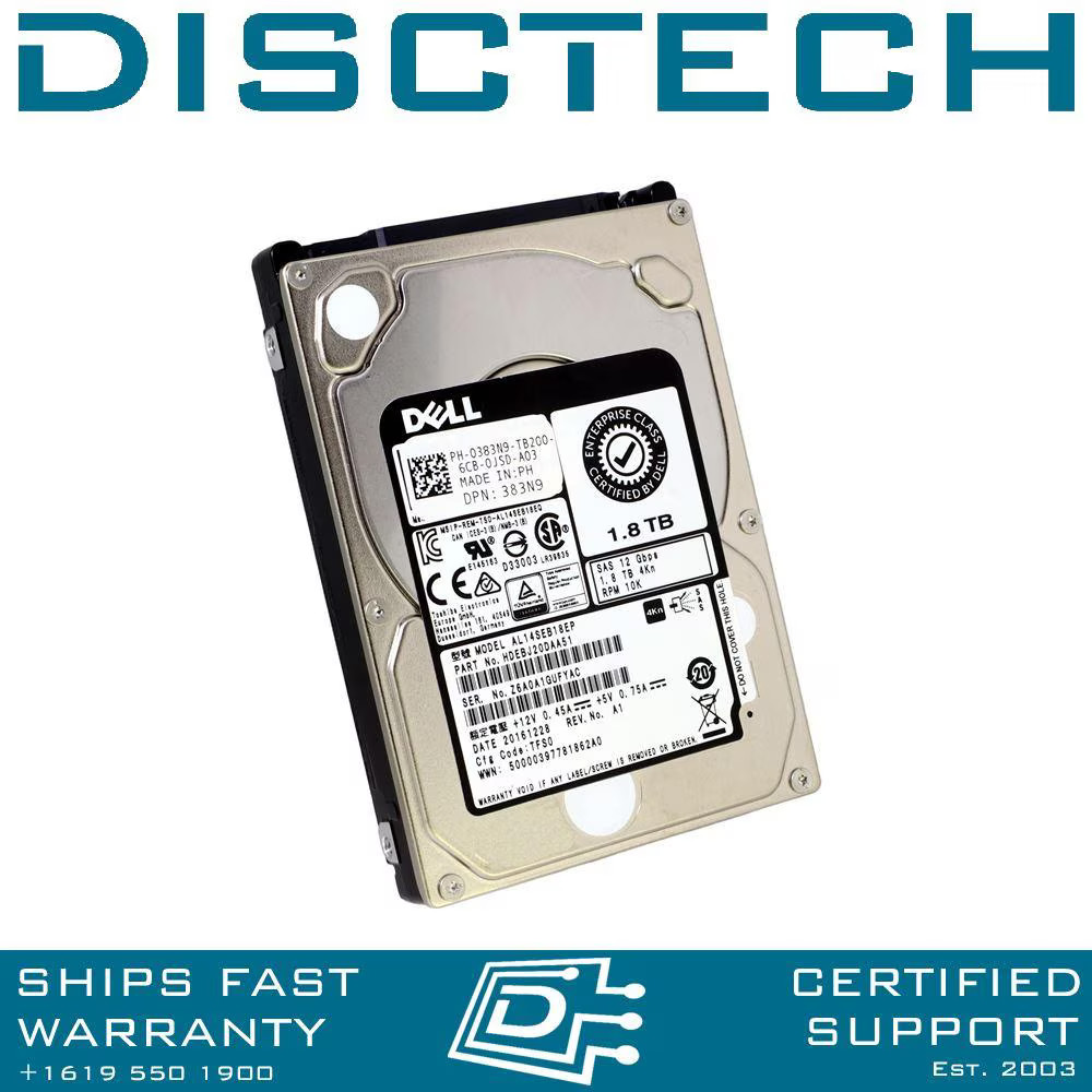 Dell 383N9 / Toshiba AL14SEB18EP 1.8TB 12Gbps 10K 2.5in SFF Enterprise 4Kn Drive