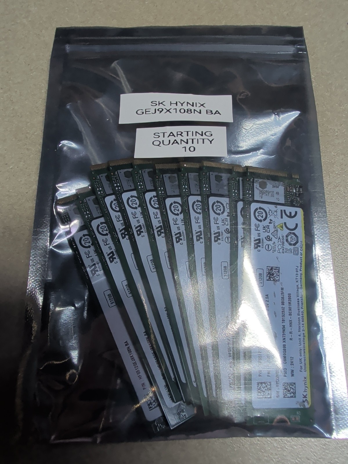 Lot of 10x SK Hynix BC901 512GB NVMe Gen4 M.2 2280 SSD HP OEM Tested