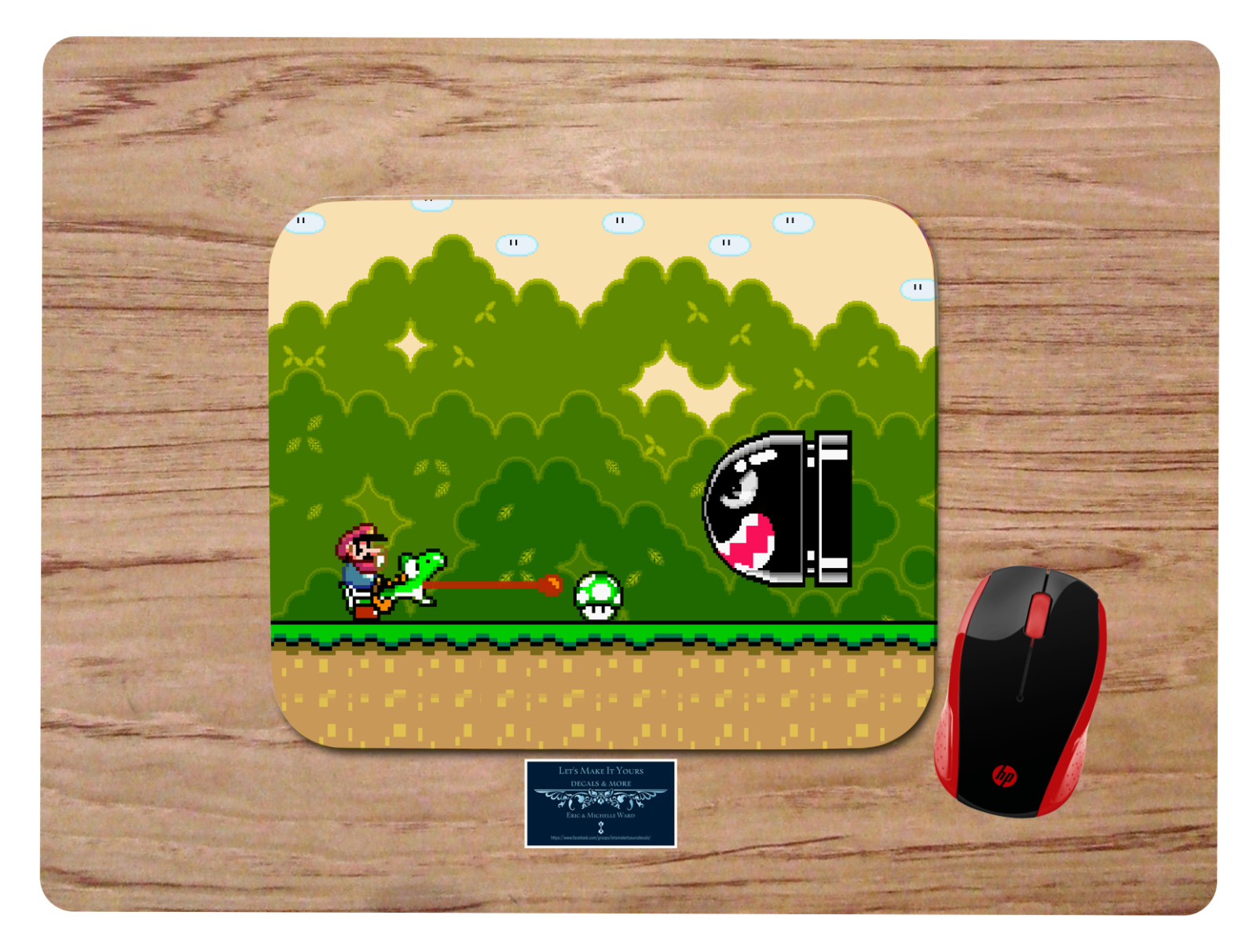 SUPER MARIO WORLD YOSHI BULLET CUSTOM MOUSE PAD MAT NON-SLIP HOME OFFICE GIFT
