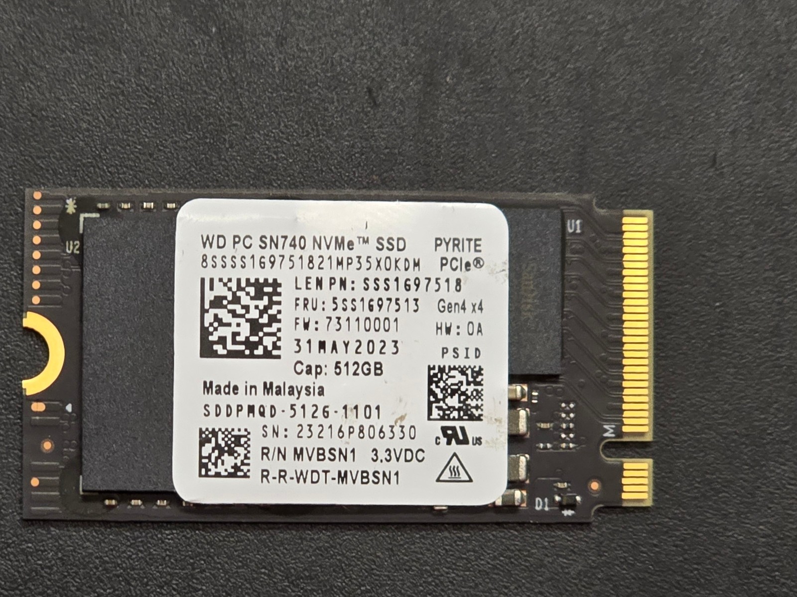 PC SN740 NVMe WD PCIe Gen4 x4 SSD Hard Drive512Gb