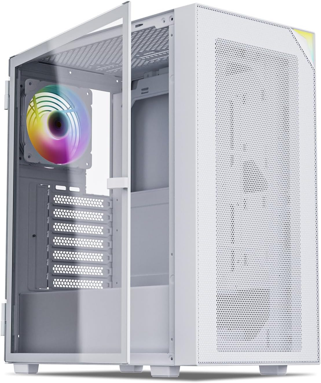 AL800 Mid Tower ATX PC Computer Case - Door Opening Design Tempered Glass, Adjus