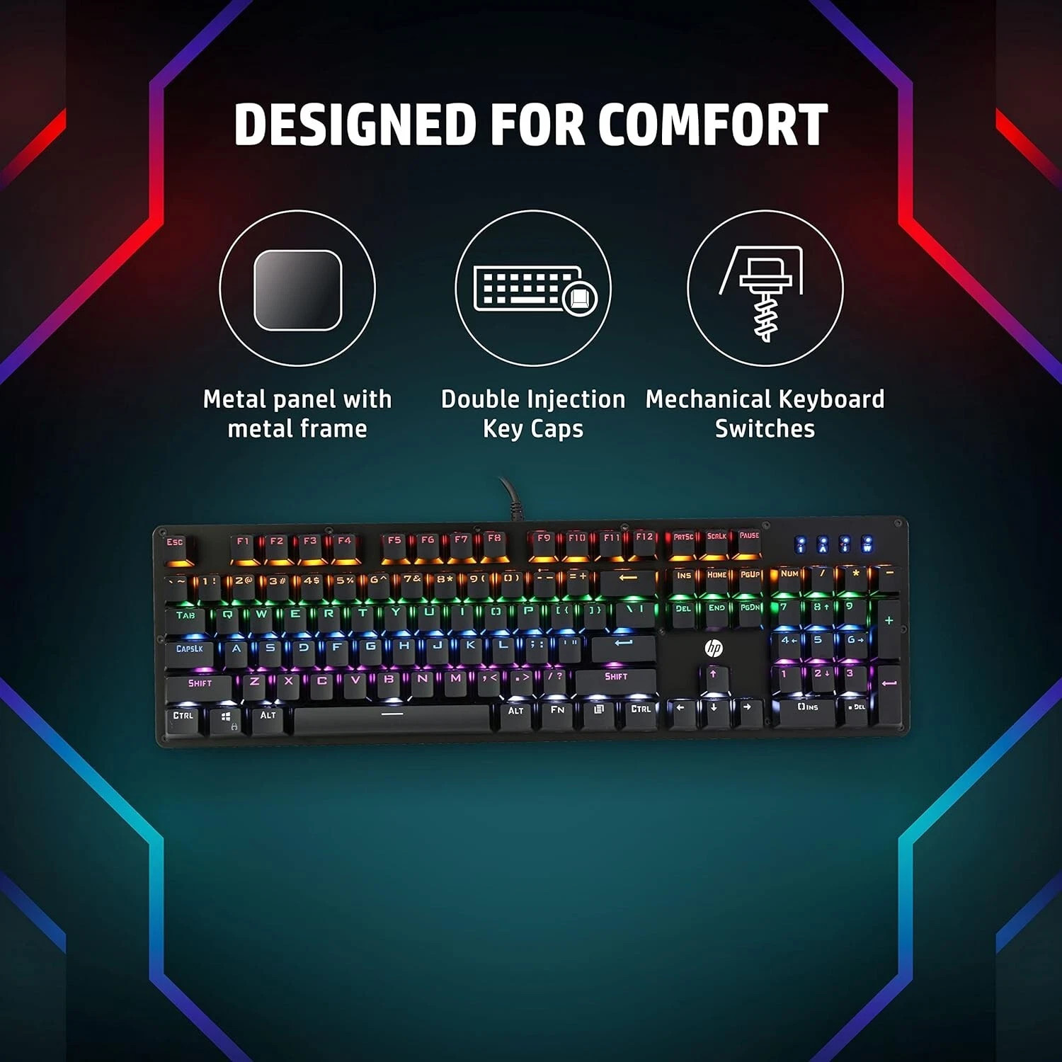HP GK100 MECHANICAL GAMING KEYBOARD - BLACK