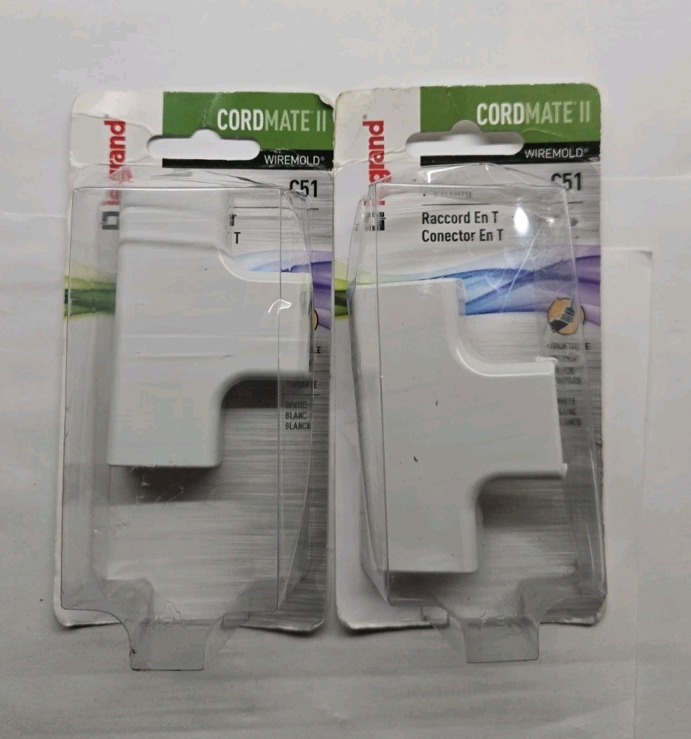 Legrand Wiremold CordMate II Cord Cover T-Fitting White C51 (2 Pack))