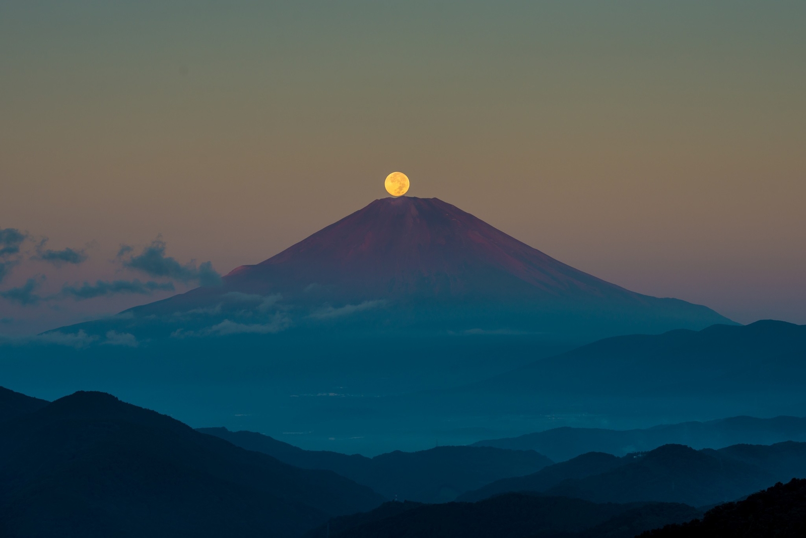 Landscape nature mountains moon mount fuji japan asia Custom Gaming Mat Desk