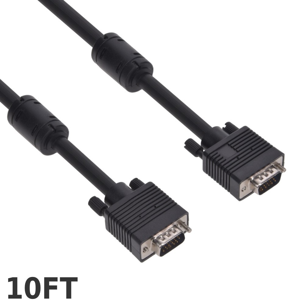 10-75FT VGA SVGA 15 Pin Male to Male Monitor Cable Extension Cord Ferrite Core