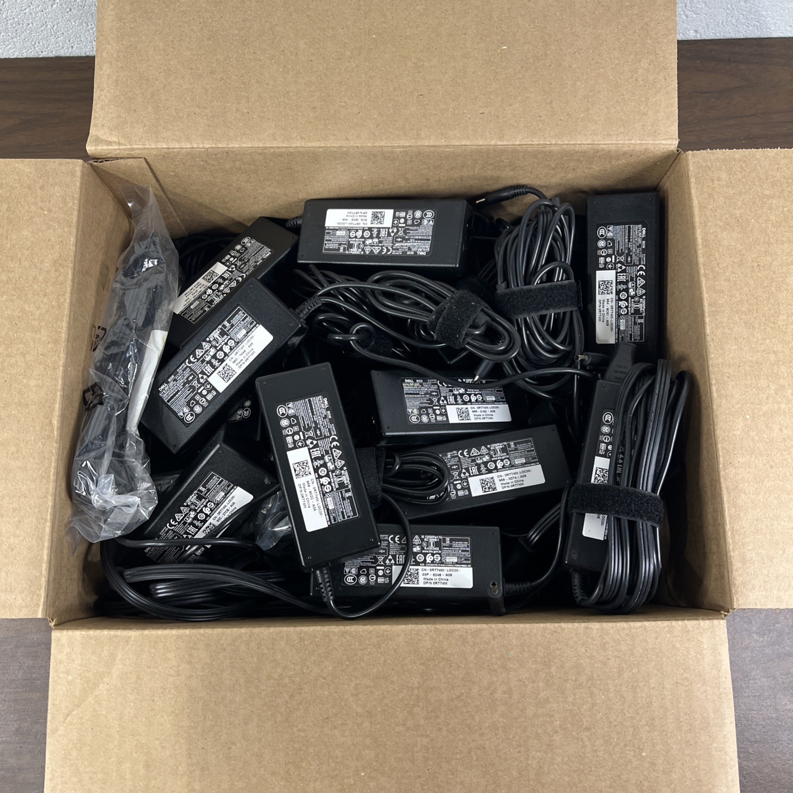 LOT OF 10 GENUINE DELL 90 WATT AC ADAPTER SMALL TIP 4.5MM WITH POWER CORD