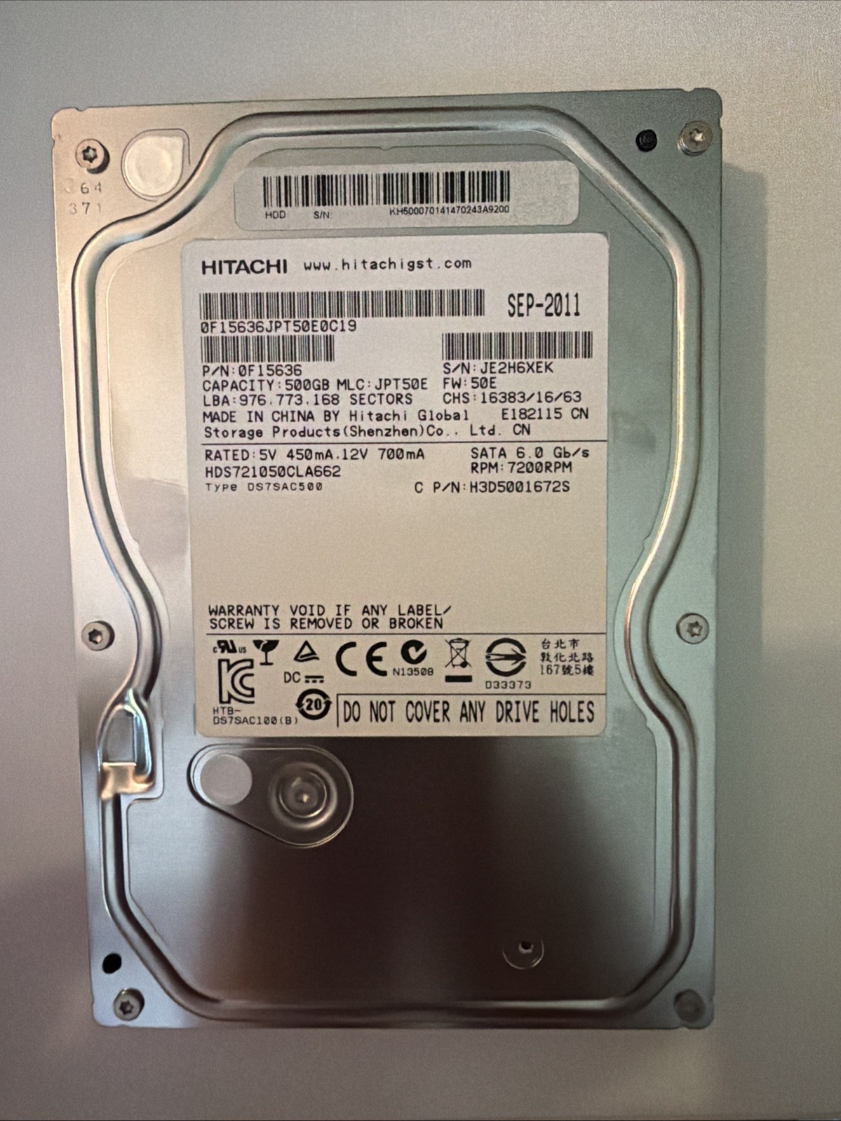 Hitachi Deskstar 7K1000.C HDS721050CLA662 500GB,Internal,7200RPM,3.5"...