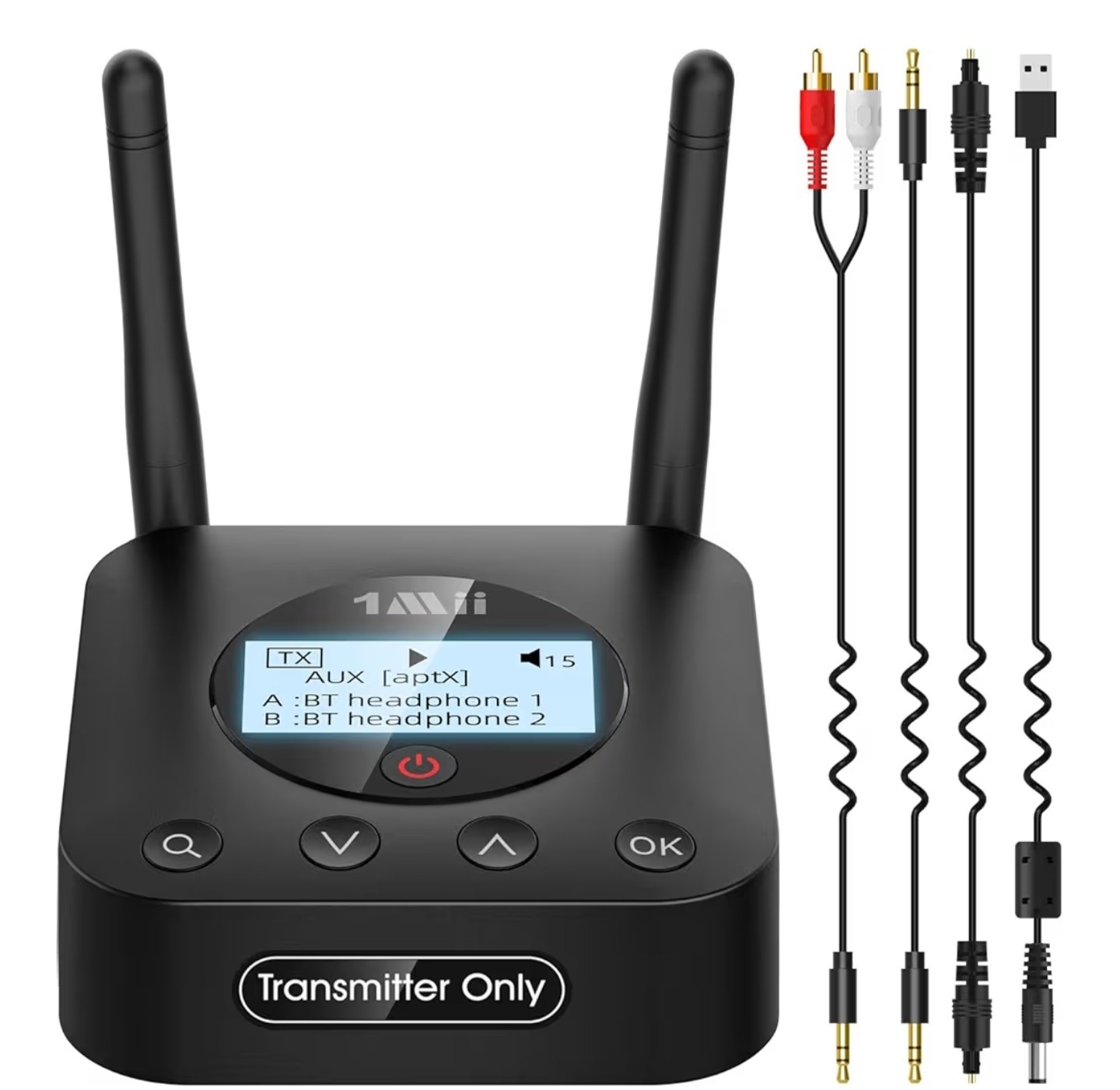 1Mii B06TX+ Bluetooth 5.3 Transmitter for TV Long Range aptX Low Latency HD Audi
