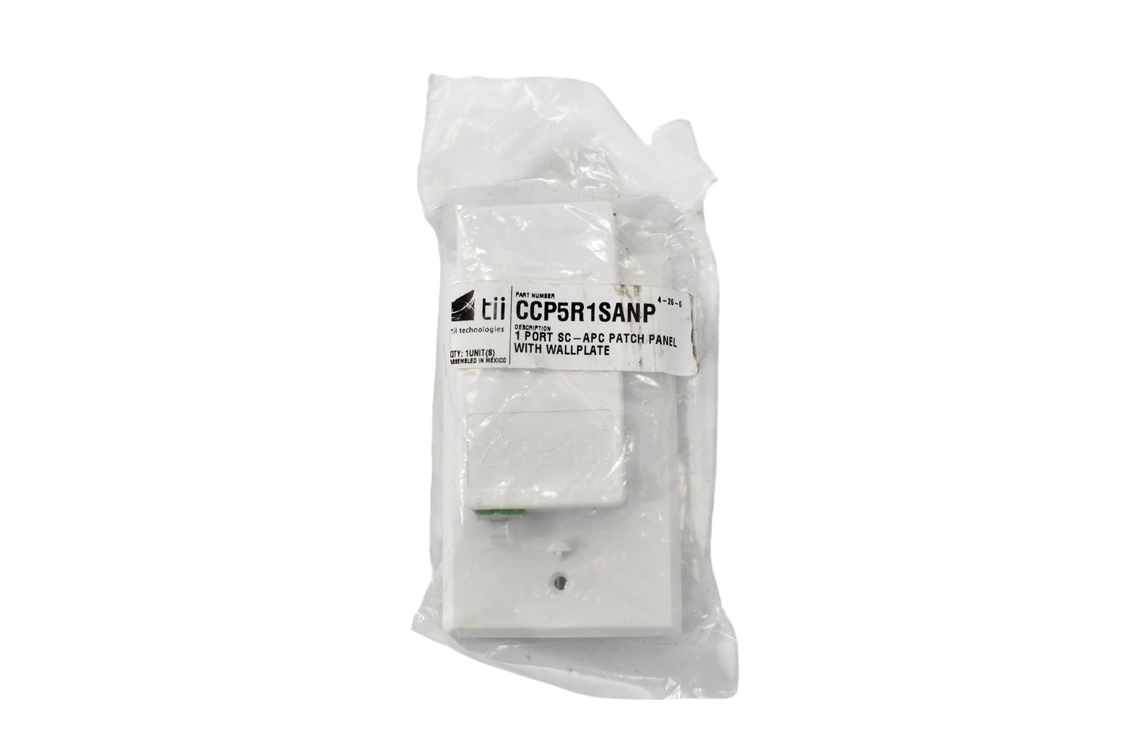 Tii Technologies CCP5R1SANP 1 Port SC-APC Patch Panel With Wallplate White