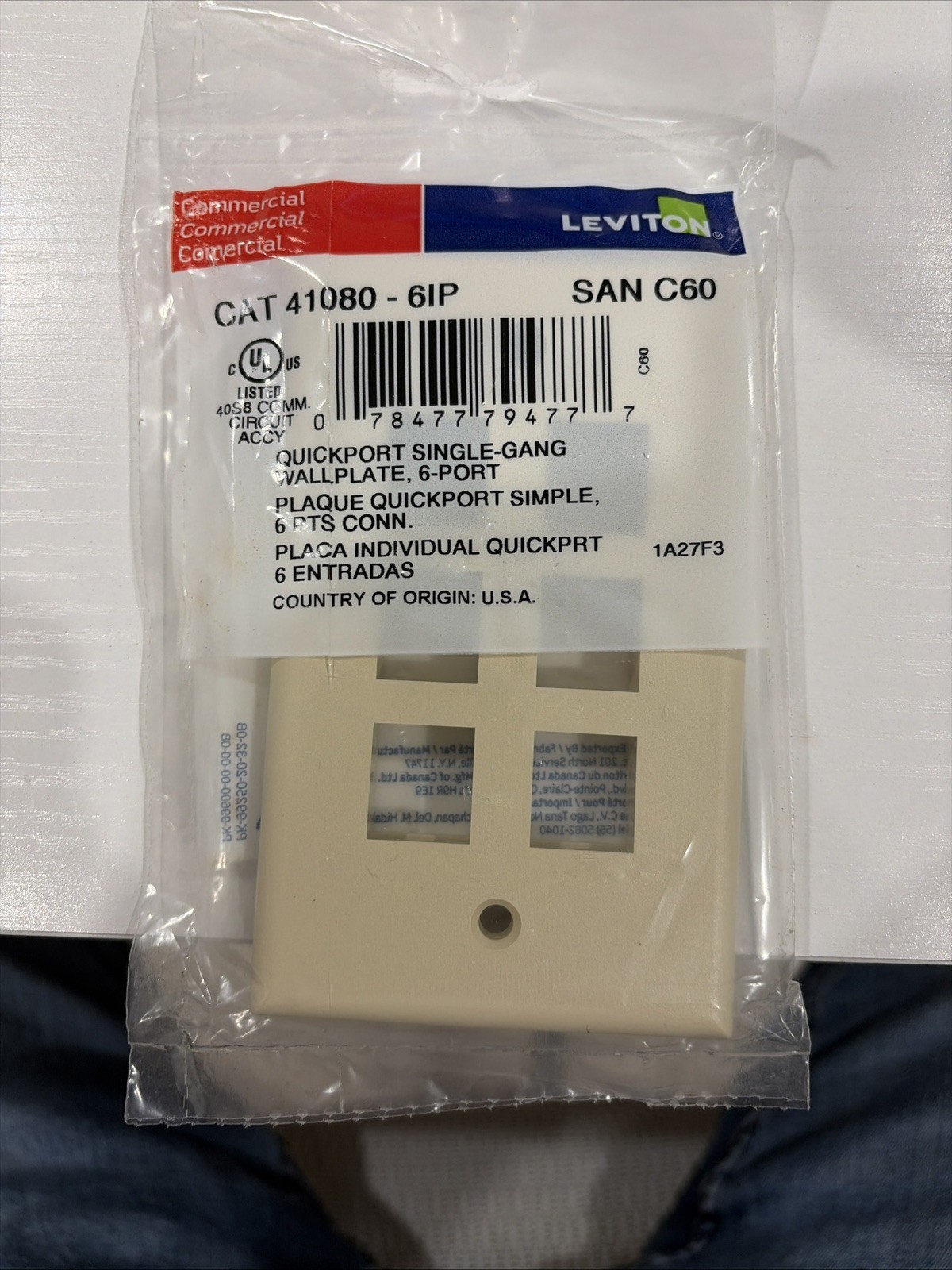 lot of 45 new Leviton CAT 41080-6IP Ivory QickPort Single Gang 6-Port Wallplate