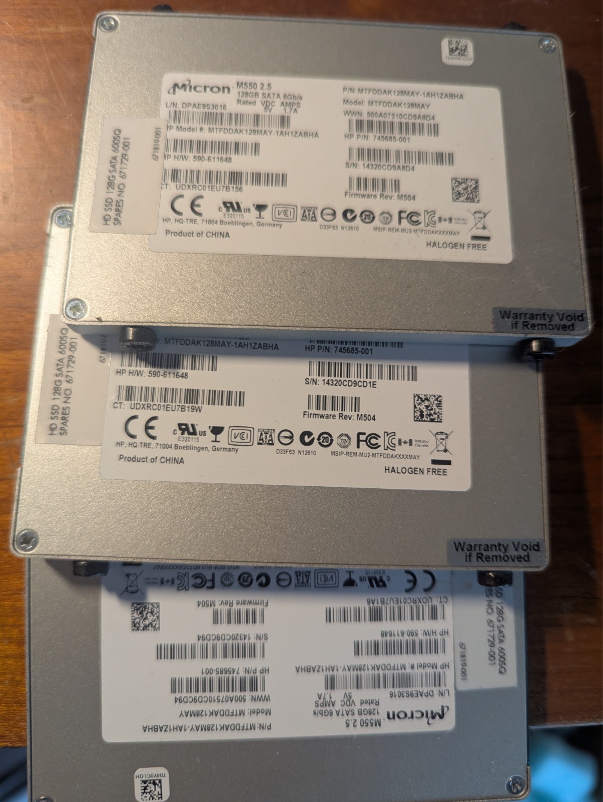 HP Micron MTFDDAK128MAY-1AH1ZABHA M550 128GB SATA 6Gb/s 2.5" SSD 745685-001