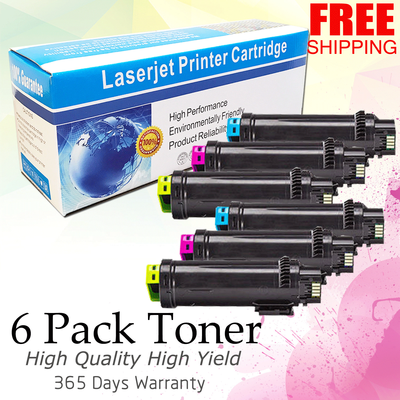 6 PK S2825 2825 2 set CMY COLOR Toner For Dell H825 S2825cdn H625 H625cd H825cdw