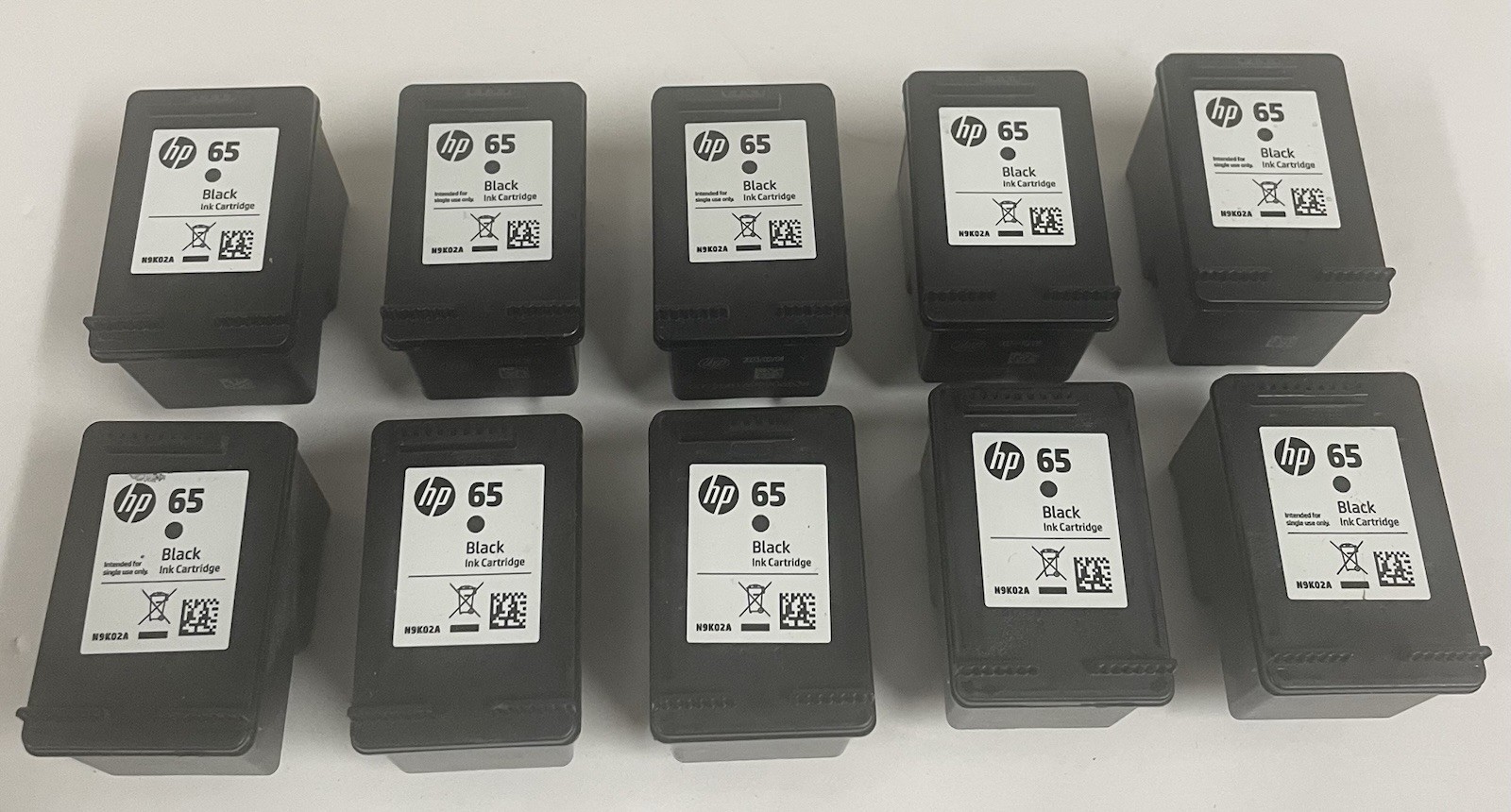 10 Empty Virgin Genuine HP 65 Black Ink Cartridges EMPTY