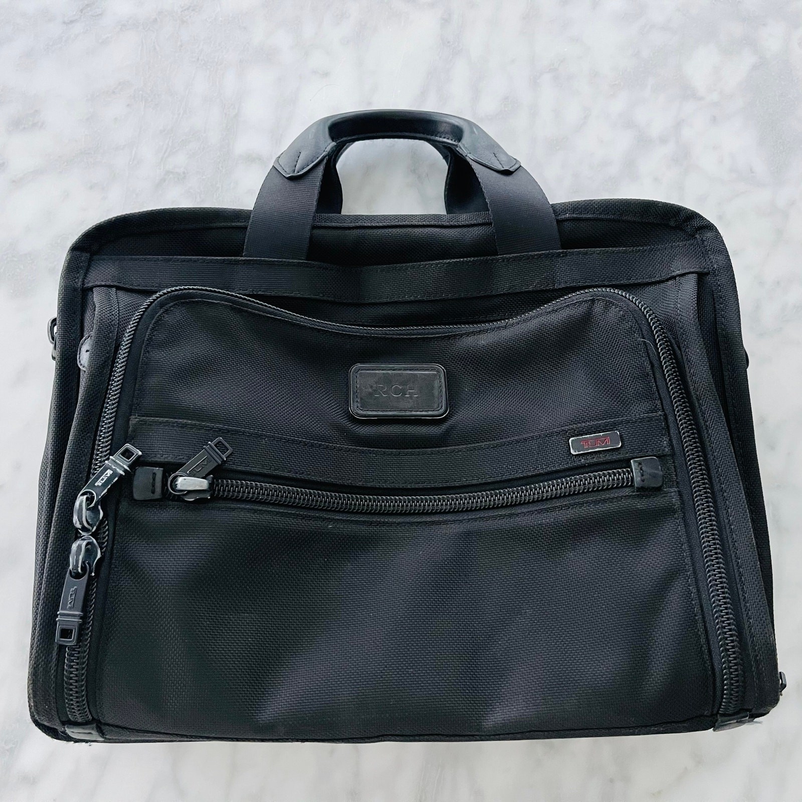 Tumi Alpha Organizer Brief Bag Black Ballistic Nylon Travel Laptop Case Carry-On