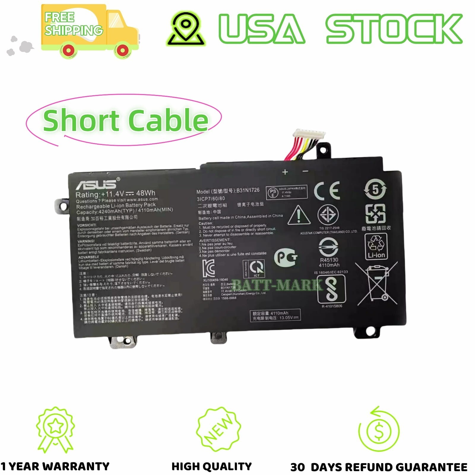 Original B31N1726 Battery for ASUS FX80GD FX80GD8750-1  FX80GE FX504 FX504GD