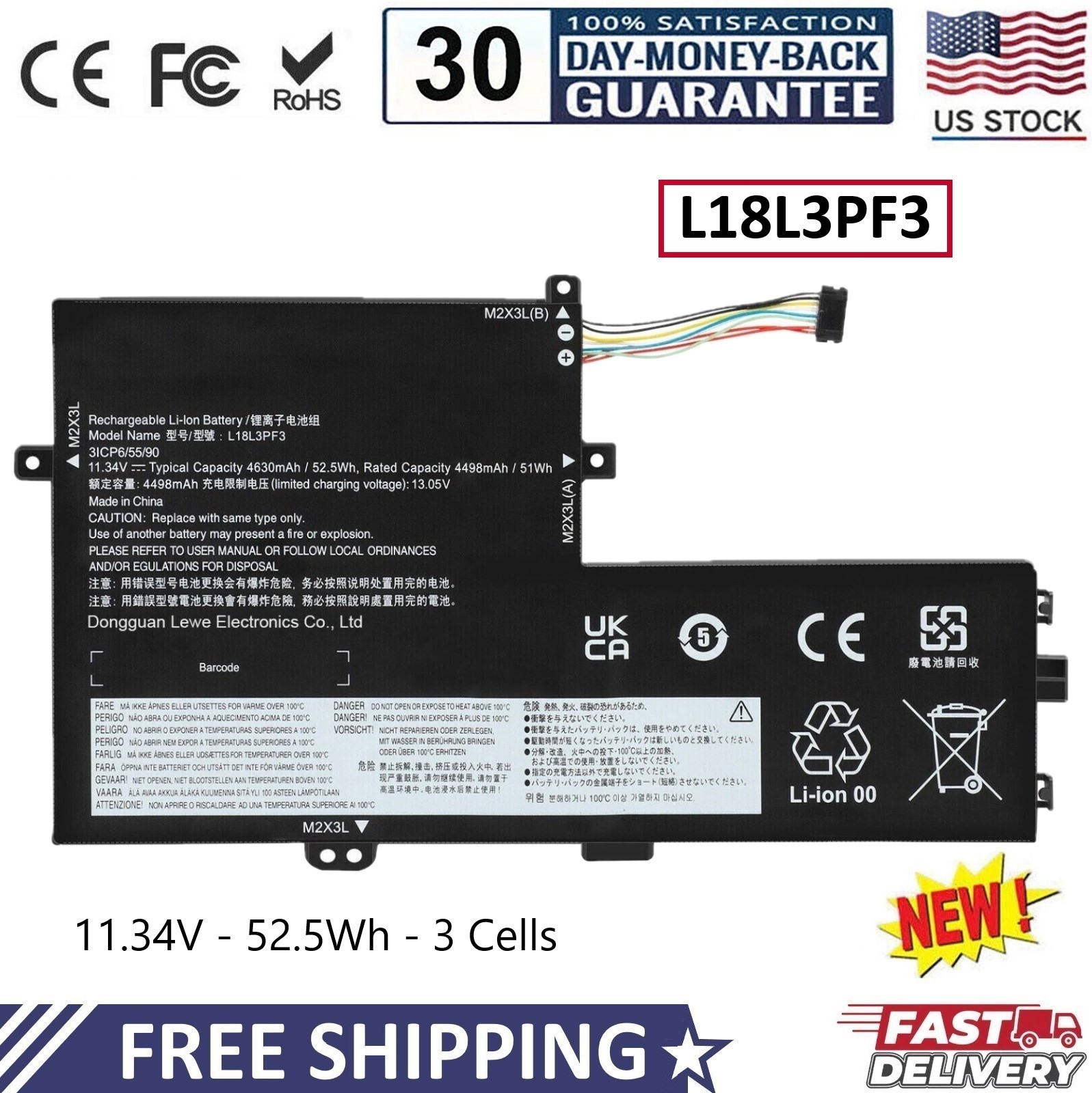 New L18L3PF3 L18M3PF7 L18M3PF6 Battery For Lenovo Ideapad L18C3PF7 L18L3PF2 S340