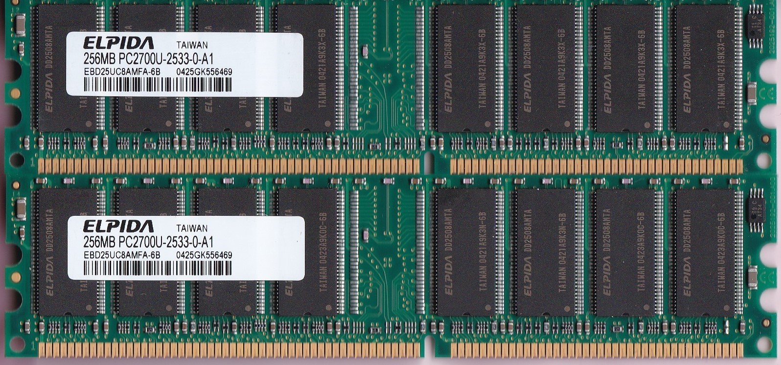 512MB 2x256MB DDR-333 PC2700 ELPIDA EBD25UC8AMFA-6B Ram Memory Kit DDR1 PC-2700