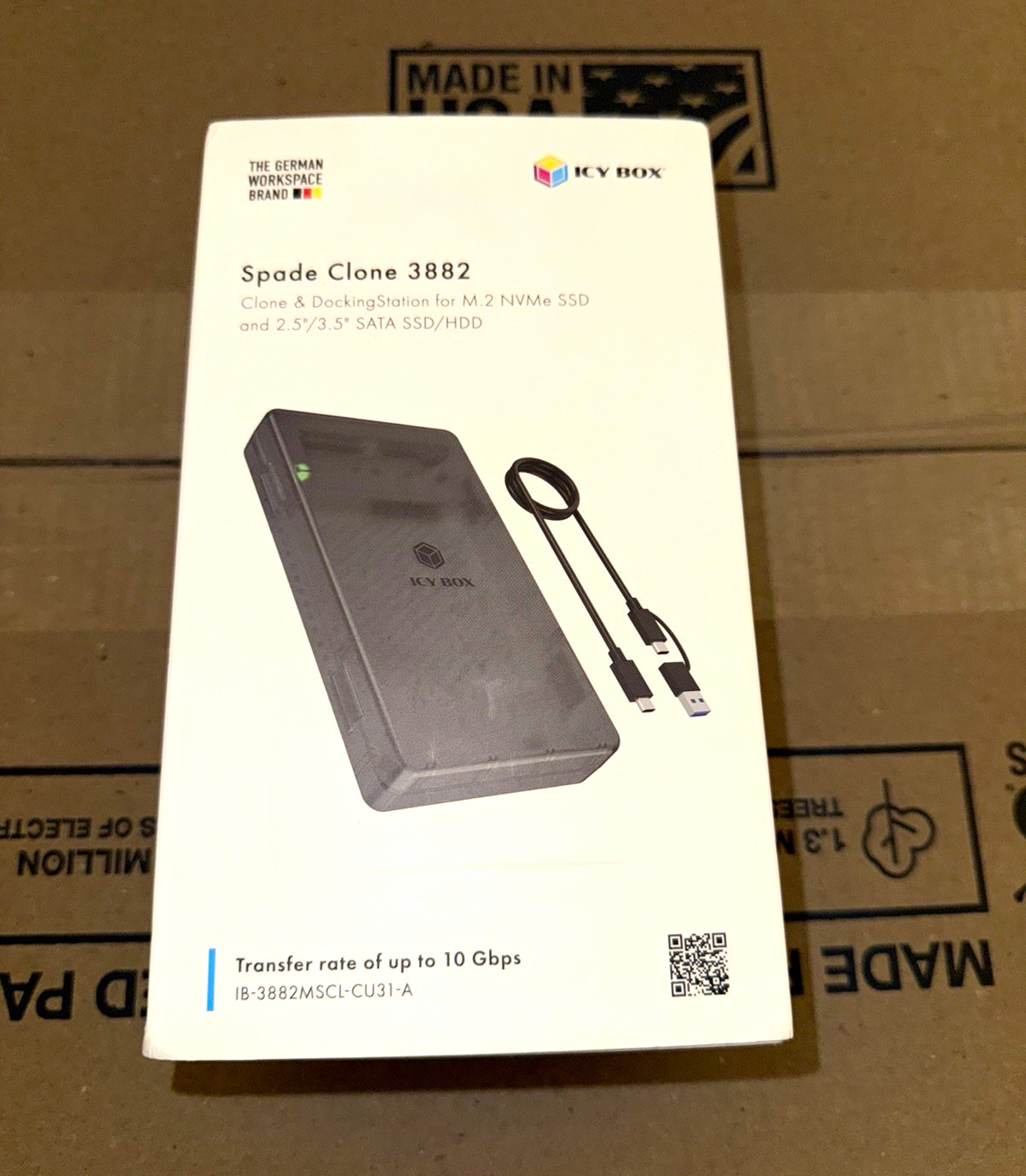 ICY BOX Spade Clone 3882 Dock Offline Cloning USB-C 2.5/3.5in IB-3882MSCL