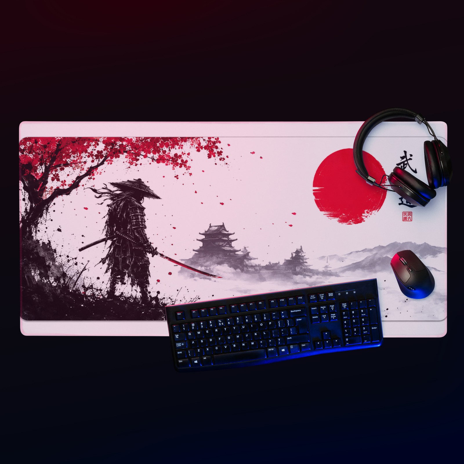 XXL Samurai Mouse Pad 36x18" – Japanese Warrior Desk Mat Gaming Pad