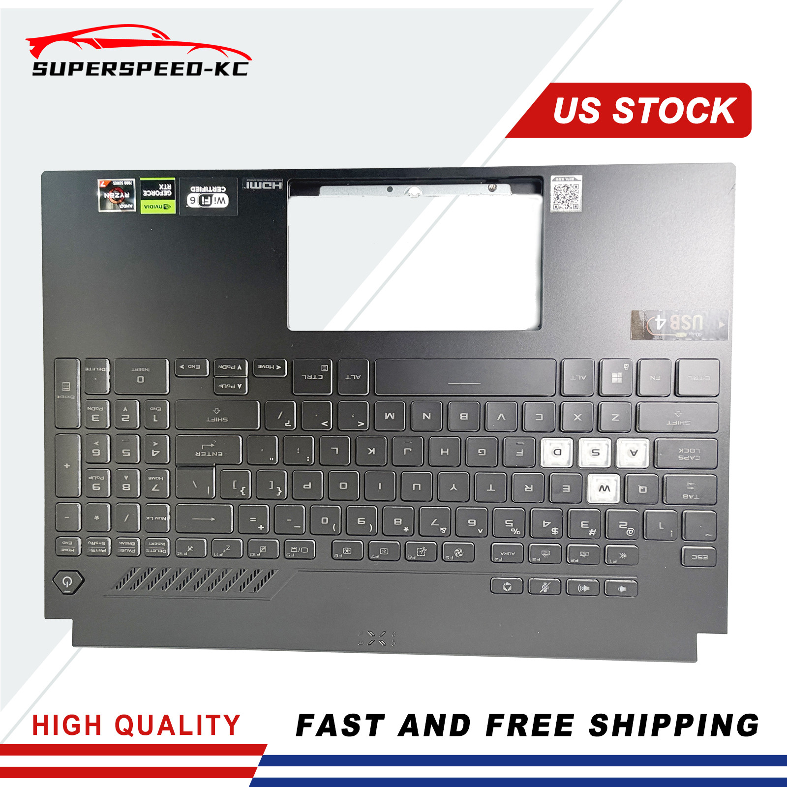 Excellent Used Backlit Keyboard Palmrest for ASUS TUF FX507 FA507 FX507Z A15 F15