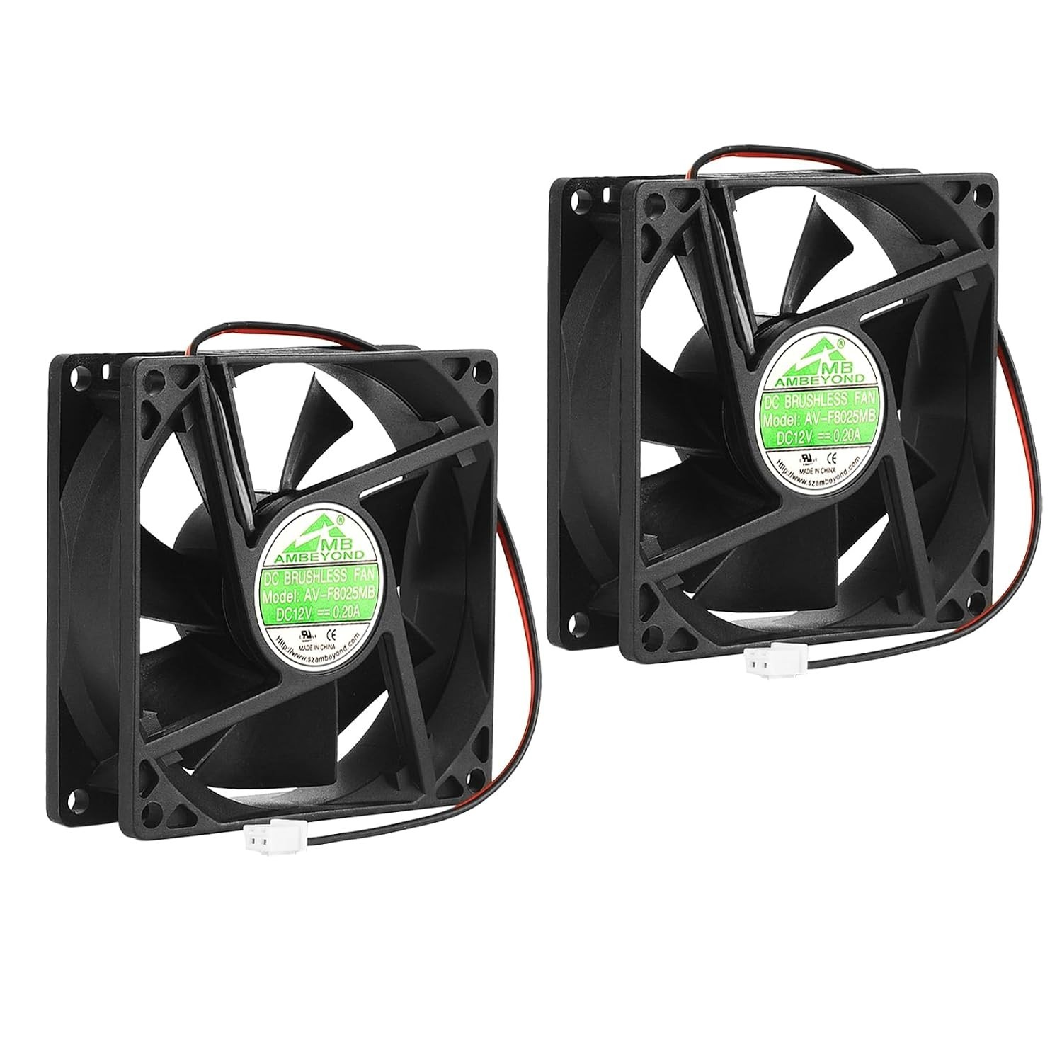 12V DC 8025 Fan Dual Ball Bearing Brushless Cooling Fan 2pin AV-F8025MB 