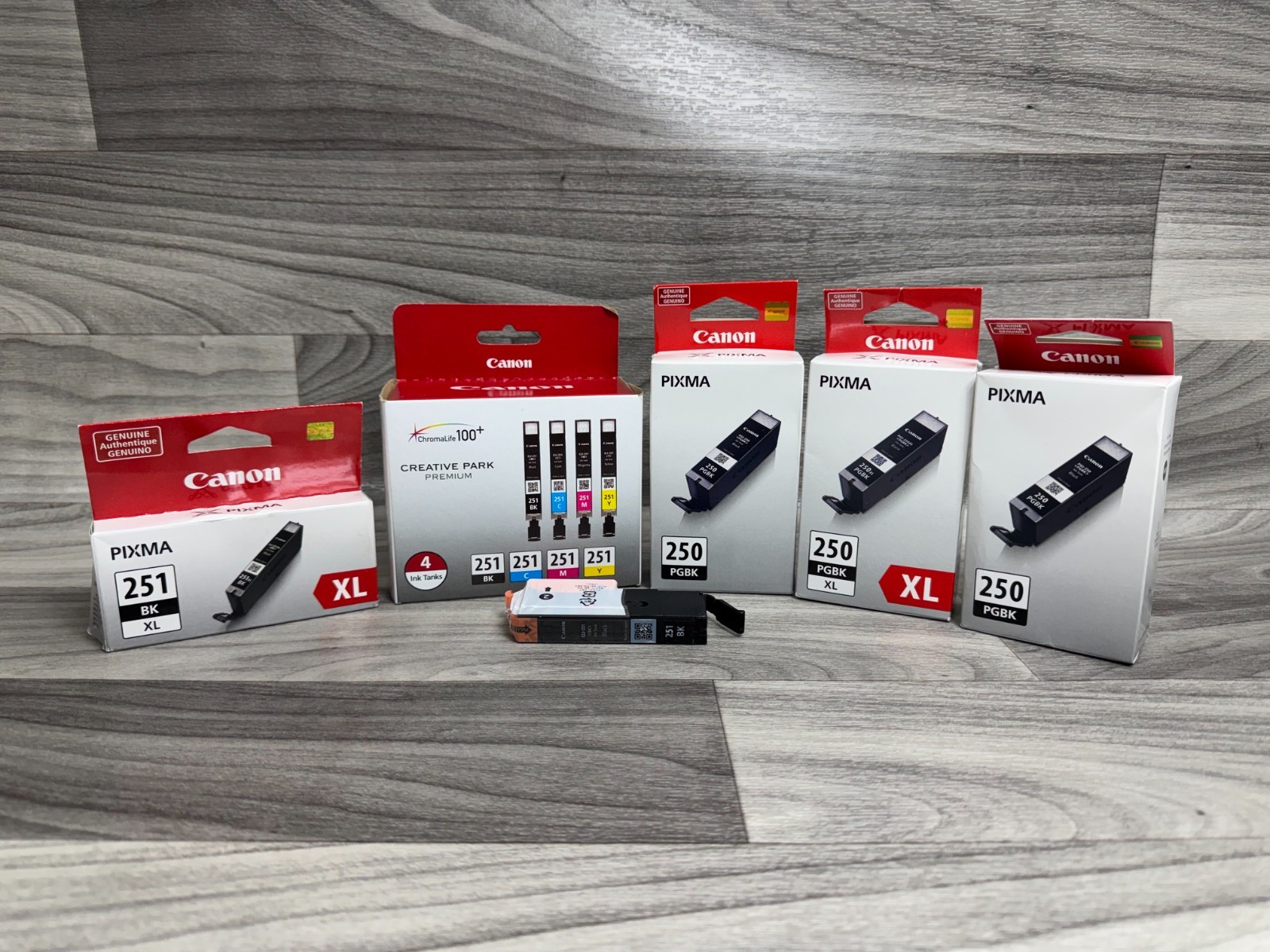 GENUINE OEM CANON 250 BLACK / 251 MULTICOLOR INK CARTRIDGES COMBO PACK SET LOT