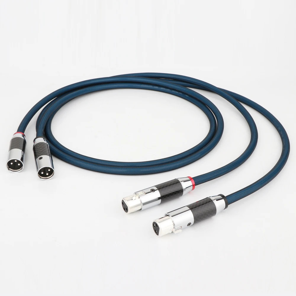 Pair OFC Silver Plated Copper XLR Audio Cable Carbon Fibre XLR Plug Signal Line