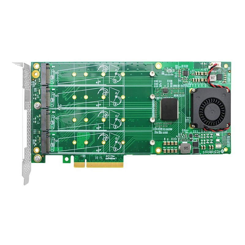 PCIe x8 to 4 Port M.2 M Key NVMe SSD Adapter with PLX 8725 Support 22110mm-