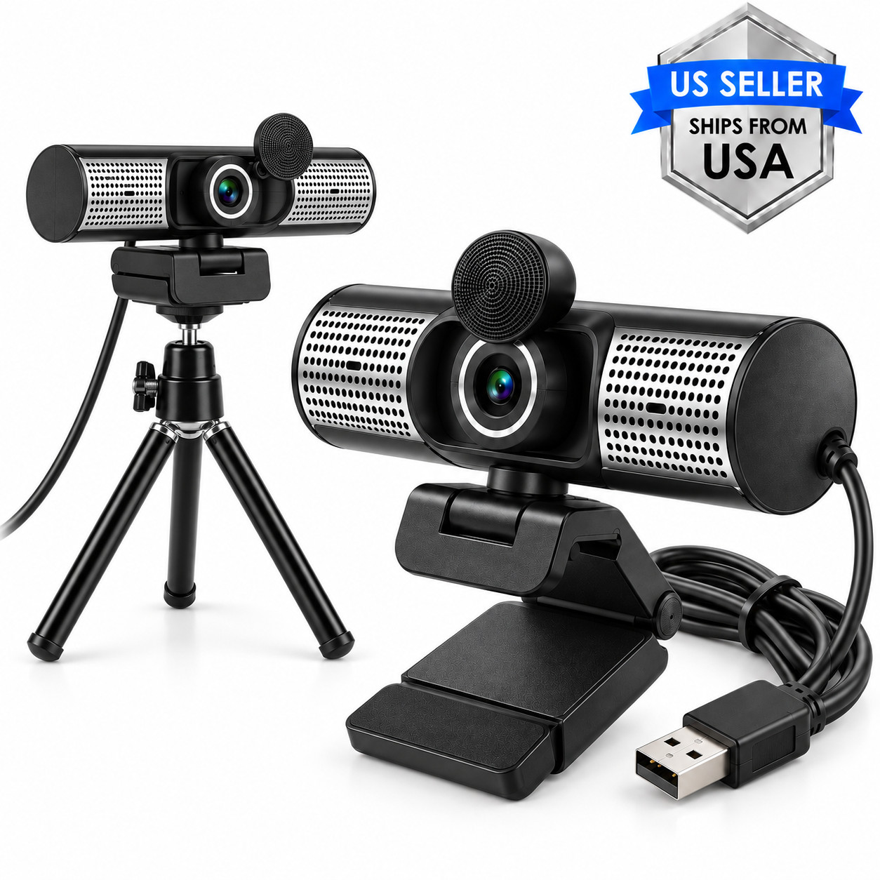 Webcam with Microphone and Speaker, 1080P Web Camera for Desktop Computer Laptop