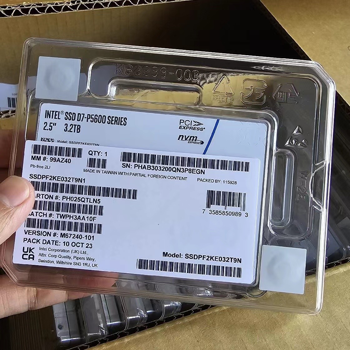 New 3.2TB SSD Intel D7-P5600 U2 SERIES SSDPF2KE032T9N1 NVME Solid State Drive