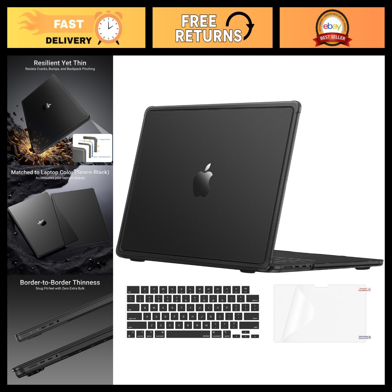 MacBook Pro 14 Inch Case Compatible 2021-2026, Slim Fit, Durable Protection Cove